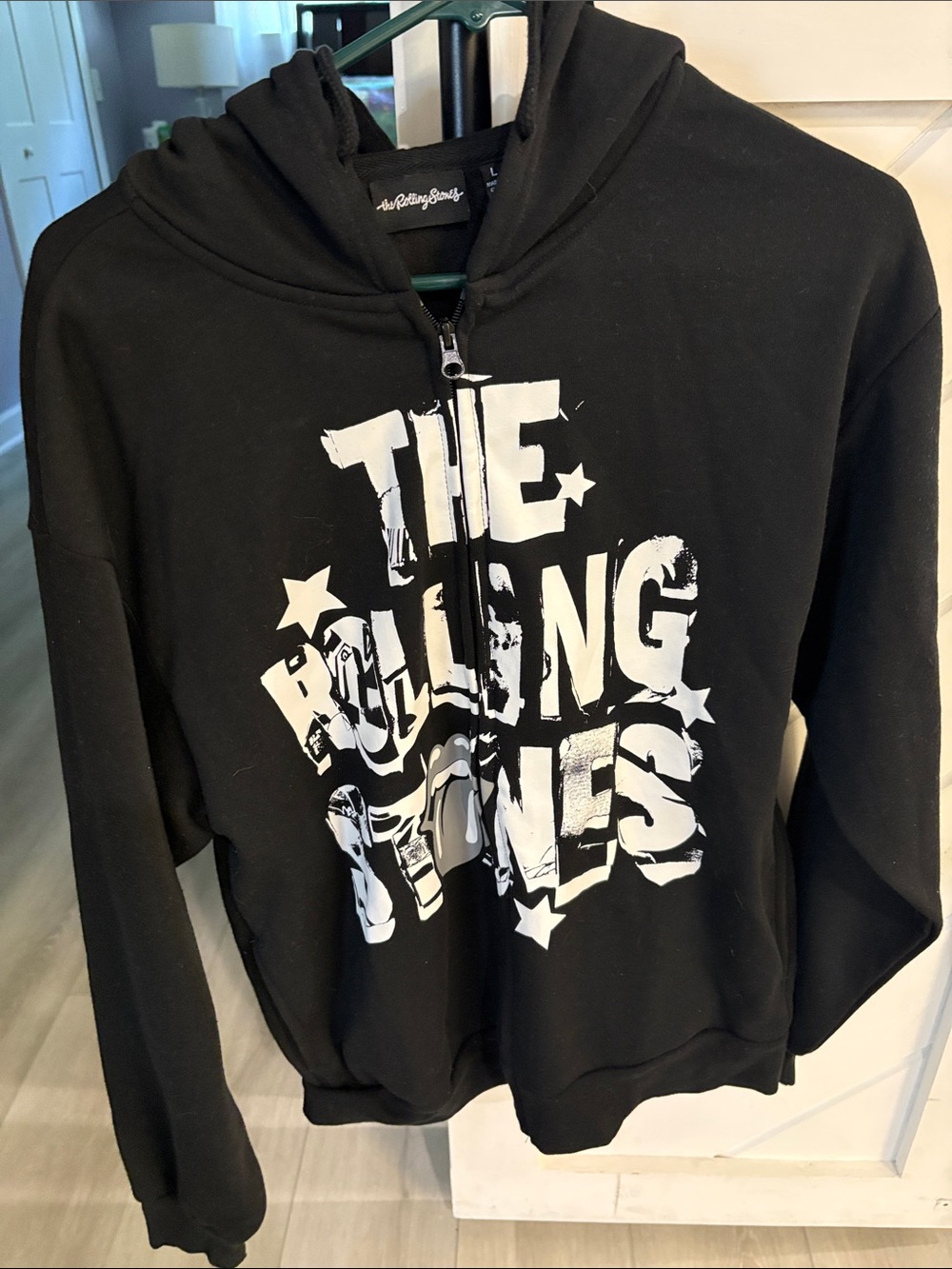 the Rolling Stones Black Zip Hoodie with White Graphic - Picture 3 of 5